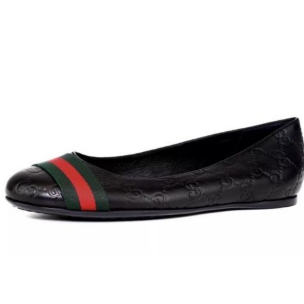 Gucci Black Guccissima Stripe Ballet Flats 8.5